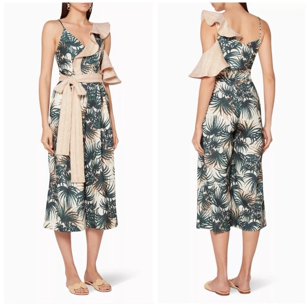 NWT PatBo Palm Print Asymmetrical Jumpsuit with Ruffle Detail 38 6